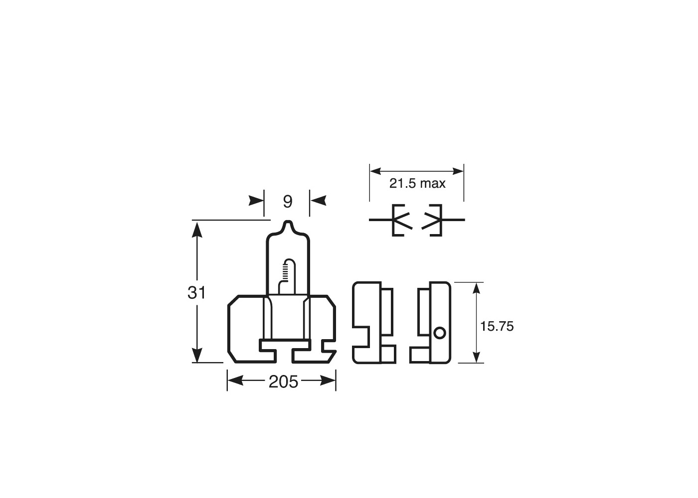 H2 X511 bulb cap type diagram